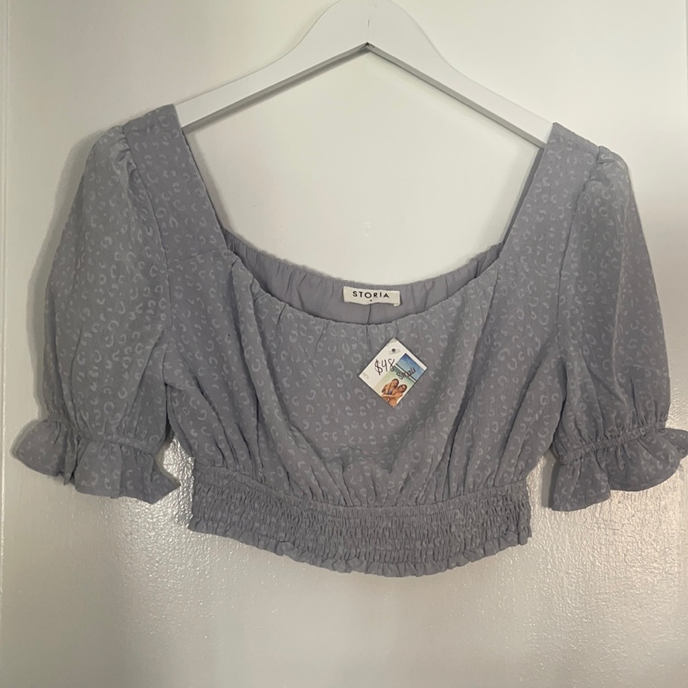 BRAND NEW WITH TAGS from Newport RI boutique cropped powder blue top
